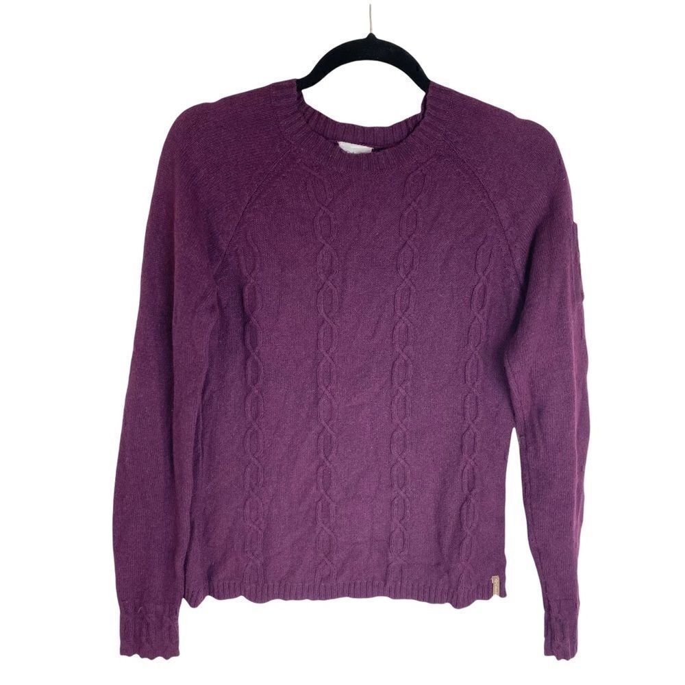 Columbia Womens Sweater Purple Long Sleeve Crew Neck Chunky Cable Knit Small S